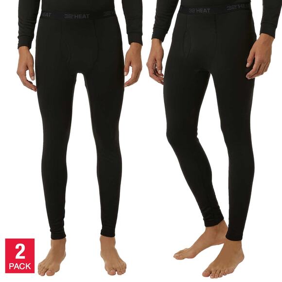New 32 Degrees Heat Men's 2-pack Quick Dry Soft Fleece Lined Base Layer Pants - Picture 1 of 8